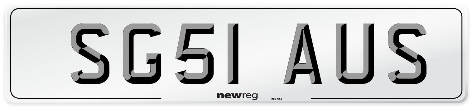 SG51 AUS Number Plate from New Reg